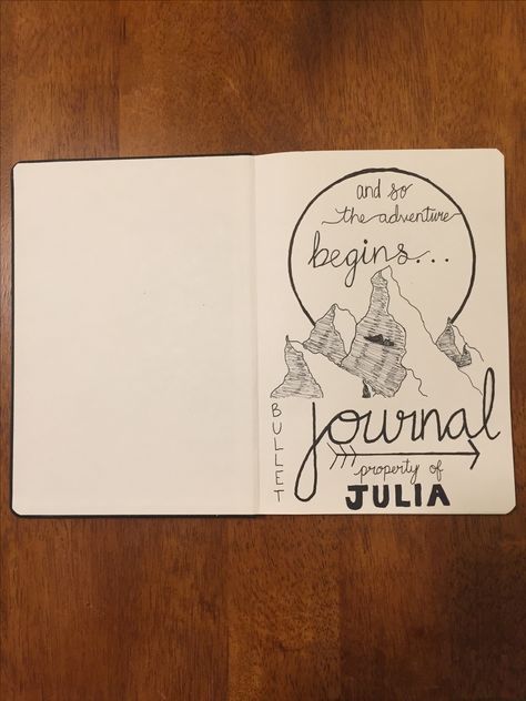 Bullet Journal - First Page  When your name is Julia... 😂 ik its lame but whatever-Juliathebooknerd First Page Name Ideas, Journal Name Page, First Page Bullet Journal, New Journal First Page, First Page Of Sketchbook Ideas Aesthetic, Bullet Journal Goals Layout, Journal First Page, Friendship Journal, Bullet Journal First Page