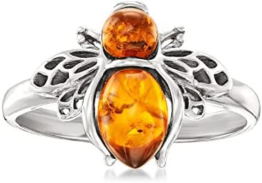 Ross-Simons Gem Bumblebee Ring in Silver Whimsical Ring, Bee Ring, Bee Jewelry, Fine Jewelery, Amber Ring, Brown Diamond, Amber Jewelry, Men's Jewelry Rings, Earring Sale