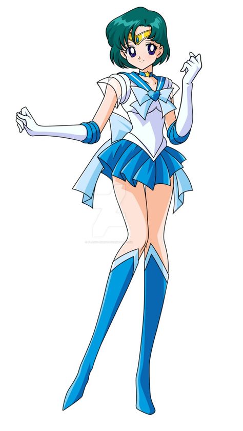 Sailor Mercury Pose, Sailor Moon Base Pose, Super Sailor Mercury, Sailor Moon Full Body Pose, Sailor Moon Pose Reference, Sailor Moon Full Body, Sailor Murcery, Sailor Mercury Outfit, Sailor Moon Reference