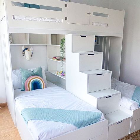 3 Boys Bedroom Ideas, 3 Children Bedroom, Room For 3 Kids, 3 Bed In One Room Ideas, Kids Room Design Small Space, 3 Kids Bedroom, Small Kids Bedroom, Kids Rooms Shared, Shared Girls Room