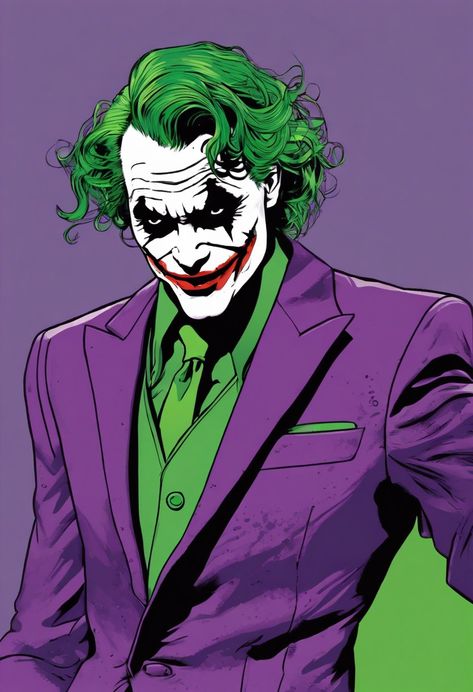 Joker Purple Suit Check more: https://paintlyx.com/joker-purple-suit/ Purple And Green Character, Joker Purple Suit, The Joker Painting, Joker Comic Art, Joker Purple, Gastly Pokemon, Movie Drawings, Joker Suit, Batman Art Drawing