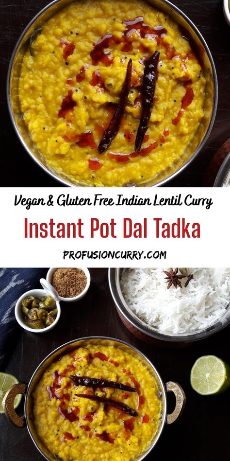 Classic comfort food ! This authentic Indian dal recipe is full of flavors. Learn to make this one pot meal in Instant Pot. Serve this vegan curry over rice for budget friendly weeknight dinner. This healthy dahl is hearty and full of plant protein. #indiancurry #dahl #dahltadka Yellow Lentil Soup, Lentil Recipes Indian, Instant Pot Dal, Instant Pot Indian Recipes, Instant Pot Indian, Instant Pot Vegetarian, Dal Tadka, Dal Fry, Yellow Lentils