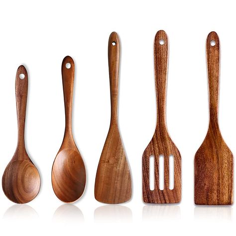 5 Pcs Luxury Wooden Kitchen Utensils Spoons Non Stick Spatula Cooking Utensils Set-Best Wood Spatula Paddle, Slotted Spatula, Angled Turner Spatula, Serving Cooking Spoon & Mixing Spoon Utensil : Amazon.co.uk: Home & Kitchen Wooden Cooking Utensils Set, Wood Spatula, Kitchen Spoons, Earthy Neutrals, Wooden Cooking Utensils, Kitchen Utensils Set, Bamboo Utensils, Cooking Spatula, Wooden Kitchen Utensils