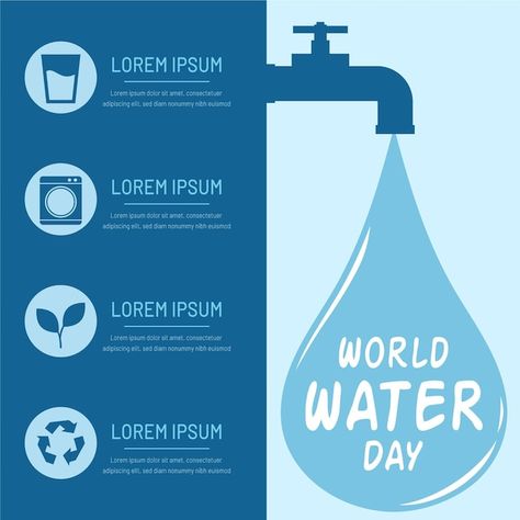 Water Infographic Design, Water Day Poster Design, World Water Day Poster Design, World Water Day Creative, Aesthetic Infographic Design, Water Conservation Poster, Africa Infographic, Water Infographic, Save Water Poster