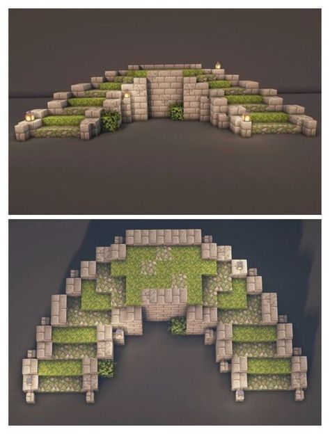 Minecraft Medieval Village Wall, Minecraft Grave Stone Ideas, Minecraft Abandoned Village, Minecraft Sidewalk Ideas, Apocalyptic Minecraft Builds, Minecraft Stage Design, Minecraft Stronghold Ideas, Minecraft Medieval Build Ideas, Minecraft Stone Builds