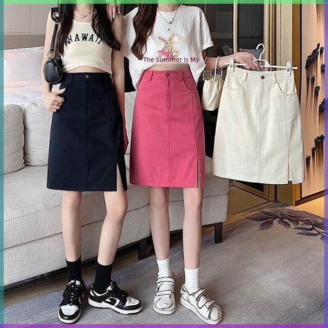 Bbq Outfits, Denim Skirt Outfits, Summer Essential, Line Skirt, Casual Skirt, Fit Style, Hot Weather, Skirt Outfits, Summer Outfit