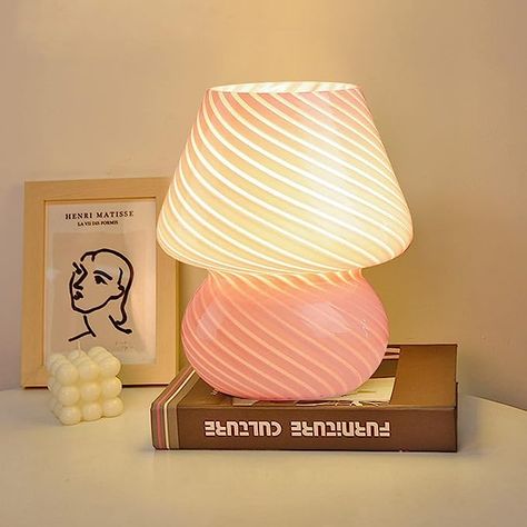 Glass Bedside Lamps, Cute Night Lights, Pink Mushroom, Small Bedside, Mood Lamps, Mini Lamp, Nightstand Lamp, Small Table Lamp, Table Lamps For Bedroom