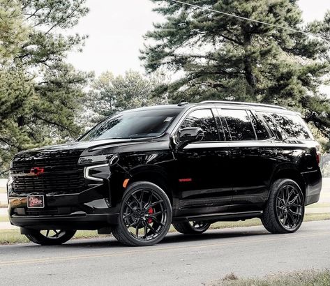 Custom Tahoe, Honda Ridgeline Custom, Suv Rims, Silverado Wheels, Black Tahoe, Chevy Tahoe Z71, Chevy Suv, Dropped Trucks, Mom Car