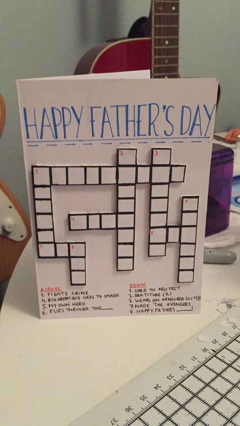 Crossword Father’s Day card - handmade by Jess Crossword Birthday Cards, Happy Birthday Father Card Ideas, Happy Birthday Dad Cards Diy Handmade, Happy Birthday Dad Cards, Diy Father's Day Cards, Happy Fathers Day Cards, Handmade Games, Happy Birthday Dad, Bday Cards