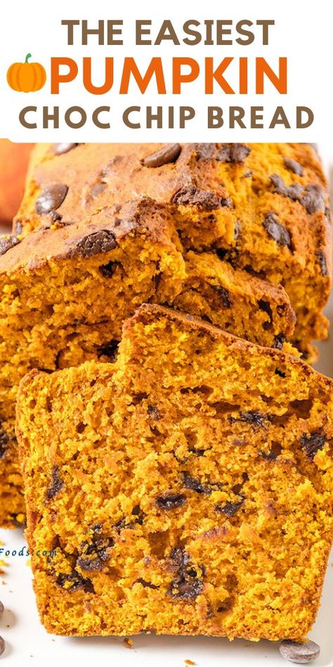 Best pumpkin bread recipe moist and chocolatey! This delicious Pumpkin Chocolate Chip Bread! Made with real pumpkin puree, chocolate chips, and a secret ingredient that keeps it nice and moist, this is one fall treat you won’t want to miss. Pumpkin Bread Recipe Moist, Choc Chip Bread, Fall Treats Recipes, Butterscotch Recipes, Best Pumpkin Bread, Best Pumpkin Bread Recipe, Chocolate Chip Bread, Pumpkin Chocolate Chip Bread, Yeast Bread Recipes