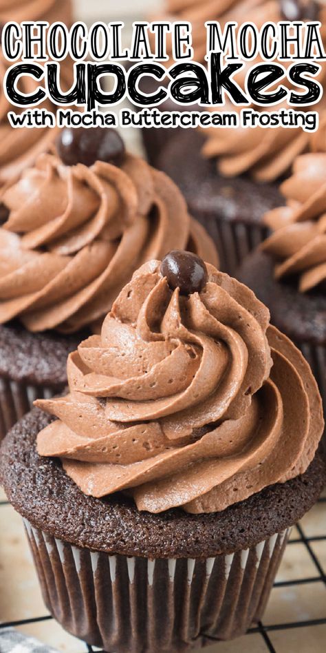 Mocha Buttercream Frosting, Chocolate Coffee Cupcakes, Mocha Icing, Double Chocolate Cupcakes, Cupcakes With Chocolate Frosting, Whipped Chocolate Frosting, Mocha Buttercream, Homemade Chocolate Cupcakes, Coffee Icing