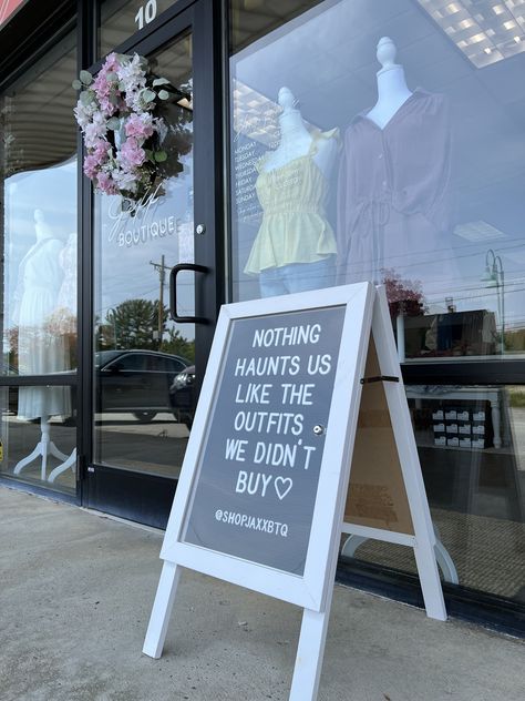 Boutique Outdoor Display, Small Business Signs Outdoor, Sale Signs Retail, Boutique Storefront Ideas, Retail Sidewalk Signs, Small Boutique Ideas Clothing, Boutique Signs Ideas, Sign Quotes Funny, Boutique Owner Aesthetic