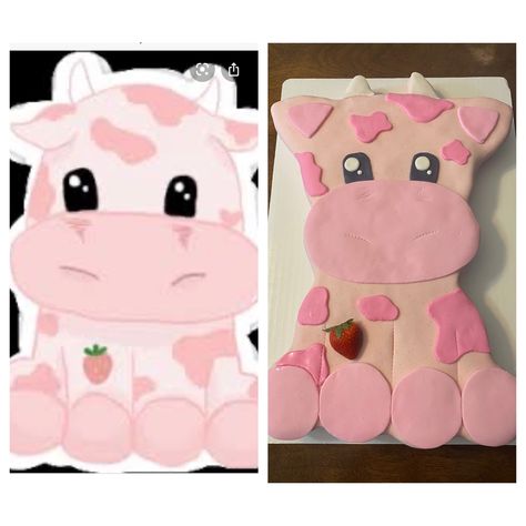 #pinkcow #cowcake #cow #pinkcake #farmanimalcake #fondant #girlbirthdaycake #birthdaycake #strawberrycake Strawberry Cow Birthday Party, Strawberry Cow Cake, Cow Cupcake Cake, Pink Cow Cake, Cow Birthday Cake, Cow Birthday Party, Cow Cupcakes, Cow Cake, Farm Animal Cakes