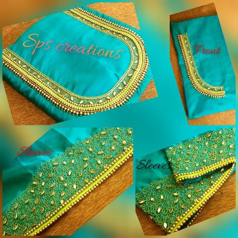 Sandal Colour Blouse Aari Work, Pani Work Designs, Pani Stitch Aari Work Design, Pani Work Blouse Designs, Water Filling Stitch In Aari Design, Water Filling Aari Work Blouse, 500 Rs Aari Work Design, Grand Aari Work Blouse Design, Bridal Blouse Work