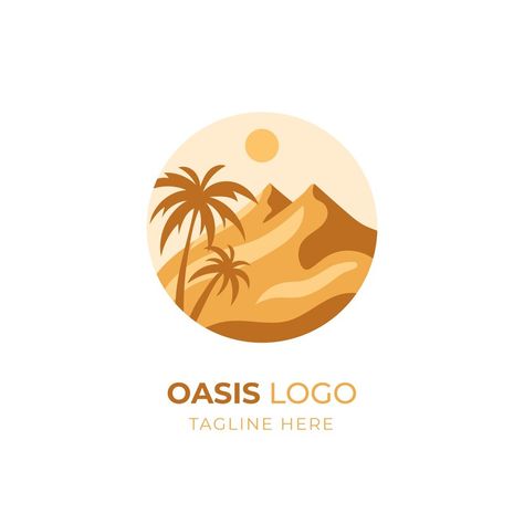 Oasis Drawing, Oasis Logo Design, Palm Logo Design, Desert Logo Design Ideas, Desert Aesthetic Graphic Design, Hacker Logo, Oasis Logo, Computer Logo, Ninja Logo