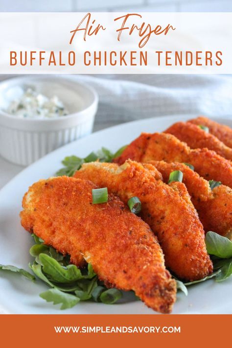 Enjoy the flavor of buffalo chicken the easy way! An air fryer makes it so easy to make these tasty boneless wings and it's a healthier option too. Buffalo Chicken Tenders Air Fryer, Buffalo Chicken Air Fryer, Air Fryer Buffalo Chicken Tenders, Chicken Tenders Air Fryer, Air Fryer Buffalo Chicken, Buffalo Chicken Tenders, Buffalo Recipe, Breaded Chicken Tenders, Air Fryer Chicken Tenders