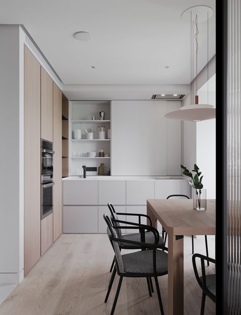 Apartment Kitchens, Plywood Kitchen, Kitchen And Dining Room, Kitchen Room Design, Interior Modern, Minimalist Kitchen, Kitchen Style, Design Case, Contemporary Kitchen