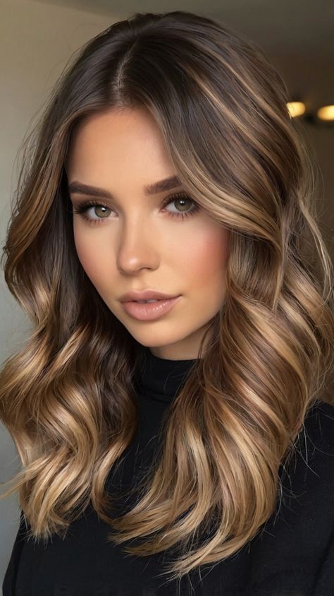 💫💖 Glamorous Balayage Hair Caramel Dark Brown Hair with Blonde Ideas Makeover | Must-See ✨ Dimensional Light Brunette, Brown Balayage Dark, Blonde Balayage Brown Hair, Fall Hair Balayage, Balayage Dark Brown Hair, Balayage Dark Brown, Ombre Hair Color For Brunettes, Bold Balayage, Brunette With Blonde