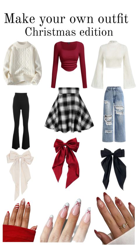 December Clothes Outfits, Holiday Outfits Teenage Girl, Cute Casual Christmas Party Outfits, Cute Christmas Outfits For Women Party, Teen Christmas Outfit Ideas, Cute Christmas Sweater Outfit, Christmas Outfits With Jeans, Cute Winter Christmas Outfits, Teen Christmas Outfits