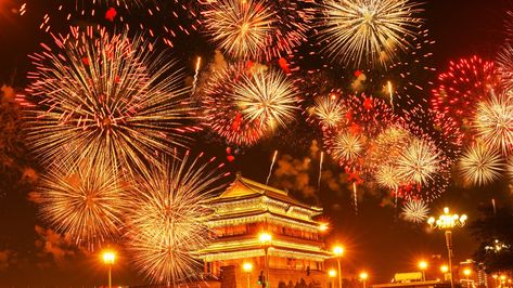 Chinese New Year Fireworks, Chinese Fireworks, Fire Work, Black Heart Tattoos, Fireworks Wallpaper, Street Background, China Street, Fireworks Festival, Heart Tattoos