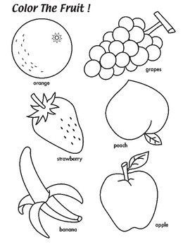 Fruits Coloring Worksheets - Worksheet School Coloring Worksheets For Kindergarten, Color Worksheets For Preschool, Fruit Coloring, Color Flashcards, Coloring Worksheet, Kindergarten Coloring Pages, English Activities For Kids, Preschool Tracing, Fruit Coloring Pages