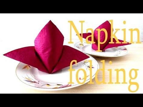 (487) How to fold a Napkin Flower (Lily)? Folding Napkins easy - YouTube Napkins Origami, Folding Napkins Easy, Napkin Folding Flower, Napkins Fold, Paper Napkin Folding Ideas, Wedding Napkin Folding, Napkin Origami, Fold A Napkin, Origami Folds