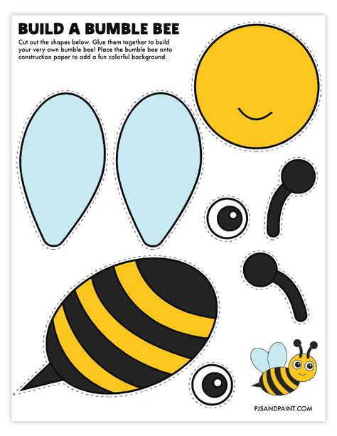 build a bumble bee color Bumble Bee Craft For Preschoolers, Bumble Bee Classroom Theme Free Printables, How To Make A Bee Craft, Bumblebee Activities For Preschool, Bee Ideas For Kids, Bumble Bee Coloring Page Free Printable, Mini Beasts Activities Preschool, Bumble Bee Craft For Toddlers, Bumblebee Template