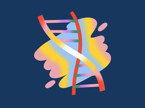 DNA Spot Illustration by Jordan Kay on Dribbble Dna Graphic Design, Dna Illustration, Colorful Editorial, Spot Illustration, Learning Design, Medical Illustration, Penguin Random House, Hydro Flask, Random House