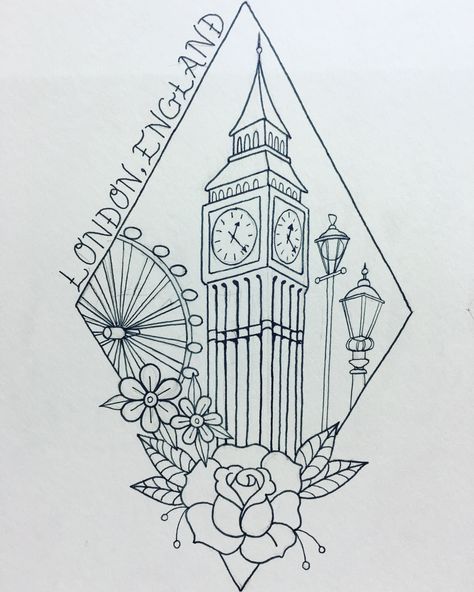 Big Ben Tattoo, England Tattoo, Line Drawing Tattoos, Decorative Nails, Home Nails, Decorative Wallpaper, Nails Home, Kunst Tattoos, Theme Tattoo