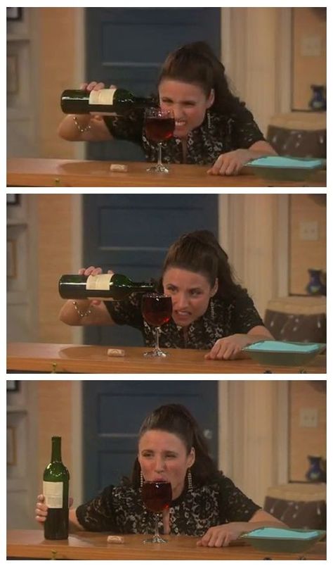 Wine humor <3 it I'm going to have one glass...Just one glass!! Julia Louis Dreyfus, Drinking Wine, Wine Humor, E Card, Laura Lee, Facial Expressions, Narnia, I Smile, Bones Funny