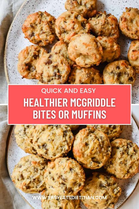 McGriddle Bites Healthy Mcgriddle Muffins, Sausage Mc Griddle Muffins, Keto Breakfast Potluck Ideas, High Protein Mcgriddle Muffins, Mcmuffin Bites, Protein Mcgriddle Bites, Mcgriddle Cups, Protein Mcgriddle Muffins, Kodiak Mcgriddle Muffins