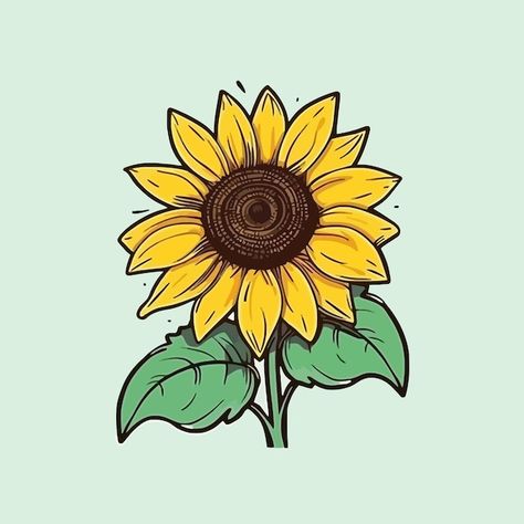 Flor de girasol amarillo sobre un icono ... | Premium Vector #Freepik #vector #flor-girasol #girasol #flores-realistas #jardin-flores Sunflower Drawing Simple, Sunflowers Drawing, Sunflower Drawing Easy, Sunflower Illustration, Sunflower Drawing, Easy Love Drawings, Easy Drawing Tutorial, Diy Gift Card, Drawing Tutorial Easy