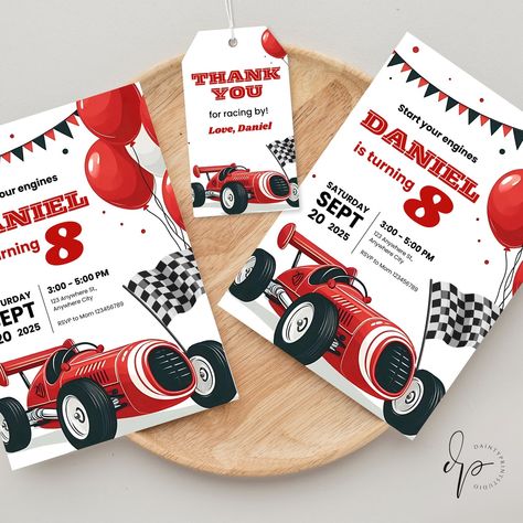 Vroom vroom! 🏎️ New race car invitation template in shop. 🏁 Link in bio #racecar #racecarinvite #invitation #editable #printable #printableparty Derby Car Birthday Party, Car Invitation Template, Hot Wheels Invitations, Car Birthday Party Invitations, Car Invitation, Red Race Car, Cars Invitation, Car Birthday Party, Red Race