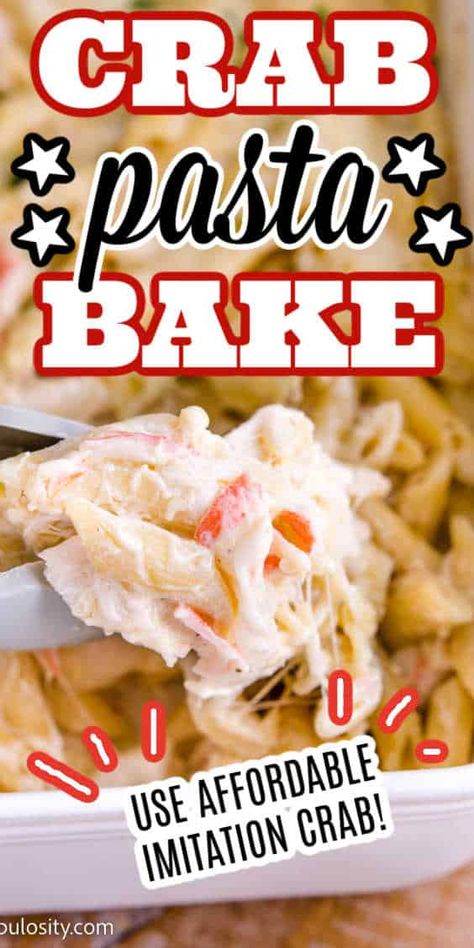 Immitation Crab Recipes, Crab Meat Pasta, Crab Recipes Easy, Crab Pasta Recipes, Crab Bake, Crab Casserole, Seafood Casserole Recipes, Crab Pasta, Seafood Dish Recipes