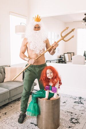 Toddler Mermaid Costumes, Family Halloween Costume Ideas, Family Themed Halloween Costumes, Family Halloween Costume, Halloween Costume Toddler Girl, Mermaid Halloween Costumes, Mermaid Costumes, Pregnant Halloween Costumes, Themed Halloween Costumes