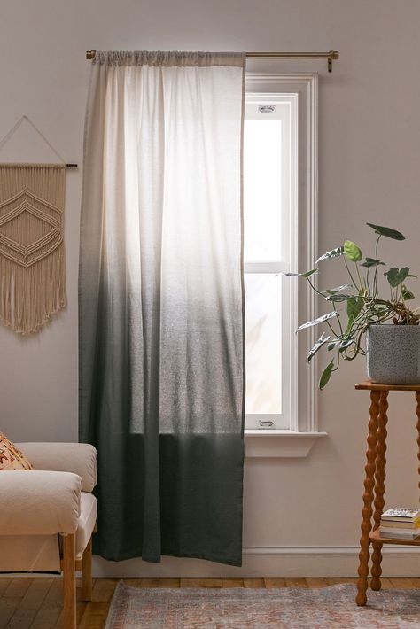 Ombré Window Panel | Urban Outfitters One Panel Curtain Ideas Bedrooms, Simple Curtain Ideas For Living Room, Apartment Window Curtains, One Panel Curtain Ideas, Single Window Curtain Ideas, Simple Curtain Ideas, Sheer Curtain Ideas, Modern Curtain Ideas, Bedroom Wall Colour Combination