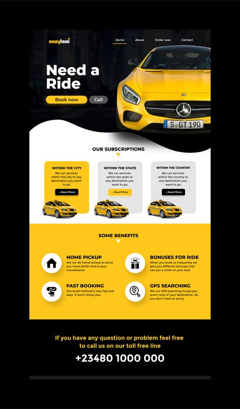 Taxi web homepage Web design Taxi Landing Page Design, Taxi Landing Page, Cab Booking Website Design, Taxi Website Design, Homepage Web Design, Car Rental Website, Design Taxi, Homepage Web, About Us Page Design