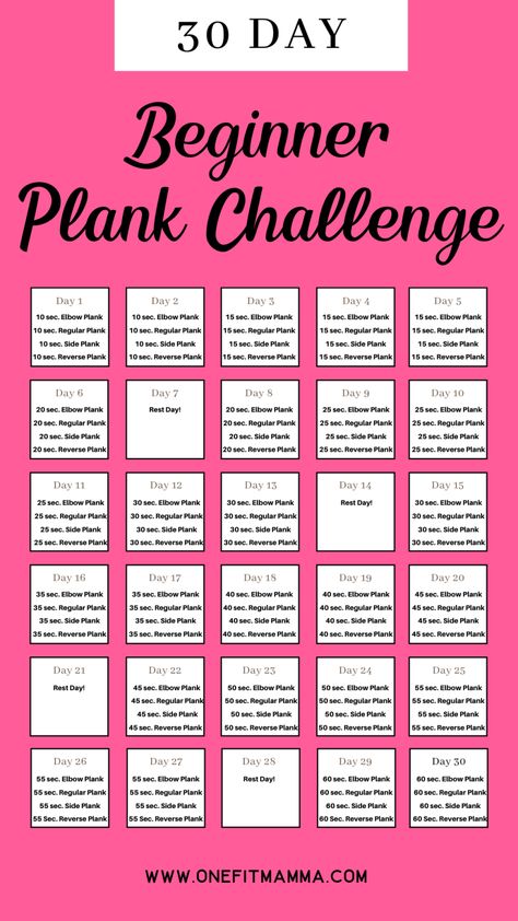 30 Day Beginner Plank Challenge - One Fit Mamma Beginner Plank Challenge, Beginner Plank, Plank Challenge 30 Day, 30 Day Plank Challenge For Beginners, Planks For Beginners, Workout 2023, 30 Day Fitness Challenge, Challenge 30 Day, Stronger Core