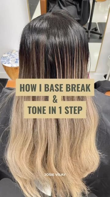 HAIRSTYLIST | EDUCATOR | SUPER MOM on Instagram: "Base Break Rules ⬇️ Read caption below Things to consider when your Base Breaking aka Softening the base 1) Knowing where you starting level is and what your desired level is will help you determine your tone direction and if you need to A) Harmonize B) Nuetralize For base breaking I use no more than 20 Volume on my roots and 10 volume on my ends Comment and Save this REEL for more :) #schwarzkopfusa #schwarzkopfcan #schwarzkopfpro #ha Root Break Blonde, Base Break Blonde Before And After, Break Up Blonde Hair, Base Breaker On Dark Hair, Soften Dark Roots, Base Break Blonde, Copper Roots Blonde Ends, Toning Bleached Hair, Mom Inspo