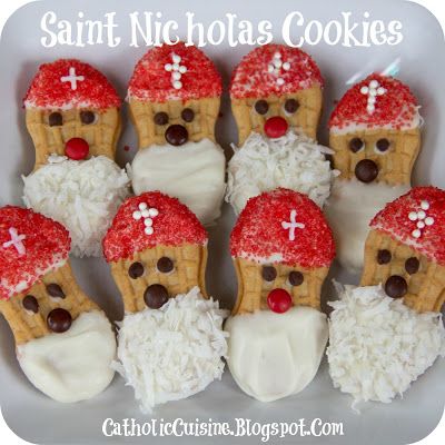 Catholic Cuisine: Saint Nicholas Cookies Feast Of St Nicholas, Catholic Feast Days, St Nicholas Day, Nutter Butter Cookies, Nutter Butter, Faith Formation, Saint Nicolas, Santa Cookies, Cookies Decorated