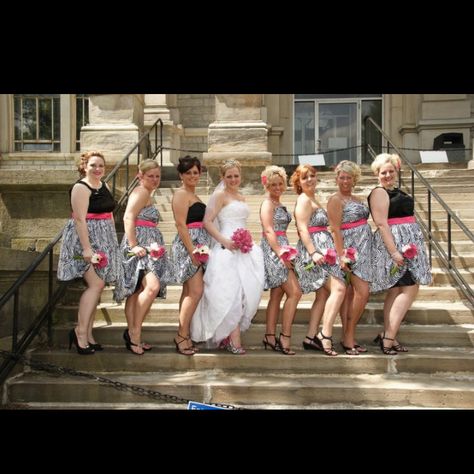 unique zebra wedding idea :) love it!  My bridesmaids wud have hot pink shoes Zebra Wedding, Hot Pink Shoes, Zoo Wedding, Bridesmaid Colors, Bridal Ideas, Wedding Pink, Teal Wedding, Bridesmaid Party, One Fine Day