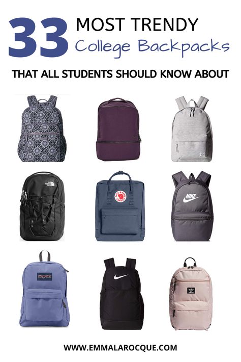 33 of the most trendy and cute school backpacks out there! These backpacks are great for college students, high school students, and teens in general. Super aesthetic backpacks for women and for travel. These backpacks come in all of the color and size options that you could dream of. Click to see them all! #school #backpack #college #highschool #cute #forwomen #travel School Backpacks Highschool, Cute School Backpacks, College Backpack Essentials, Backpacks College, Backpacks For College, Best Backpacks For College, College Backpacks, College Lifestyle, College Things