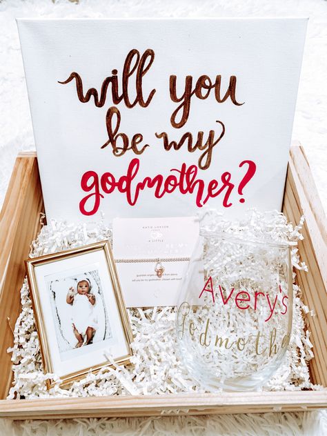 Proposal box for godmother of baby! God Mommy Proposal Ideas, God Mother Proposal Ideas Diy, Asking To Be Godparents Ideas, God Mom Proposal Ideas, Godmother Proposal Ideas Diy, God Parent Proposal Ideas, Godmother Proposal Ideas, Godmother Ideas, Godparent Request Ideas