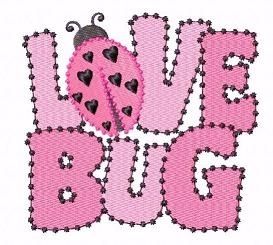 FREE! Love Bug - 5x7 Pink Ladybug, The Word Love, A Ladybug, Free Love, Machine Pattern, Love Bug, Word Love, Machine Embroidery Applique, Machine Applique