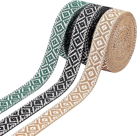 Amazon.com: WADORN 15 Yards 7/8 Inch Jacquard Ribbon Trim, 3 Colors Boho Embroidered Lace Trim Vintage Geometric Woven Ribbon Fabric Bias Tape DIY Clothing Straw Hat Bag Sewing Craft Accessories Christmas Decor Bias Tape Diy, Geometric Accessories, Sewing Supplies Storage, Woven Ribbon, Sewing Organization, Bias Tape, Craft Accessories, Sewing Trim, Ribbon Trim