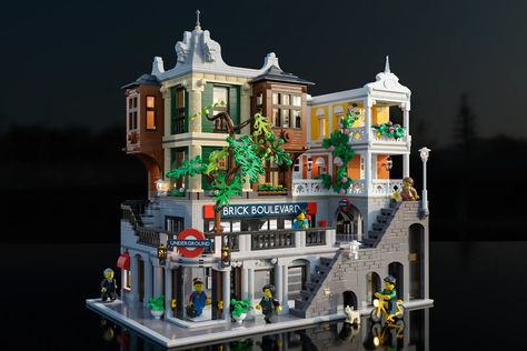 Lego Cities Layout, Lego Moc Buildings, Lego Adult, Streetscape Architecture, Lego City Display, Lego Factory, Lego Gift, Lego Street, Lego City Ideas