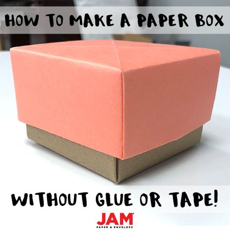 Origami Paper Box that can be used for presents or storage! Check out the step-by-step, super easy, project! Used with JAM paper! Paper Boxes Templates, How Make A Box Out Of Paper, Storage Paper Box Origami, How To Make An Origami Box Step By Step, Mini Paper Box Tutorial, Making Paper Boxes, Diy Paper Boxes Easy Step By Step, Origami Box With Lid Step By Step, Small Origami Box Easy