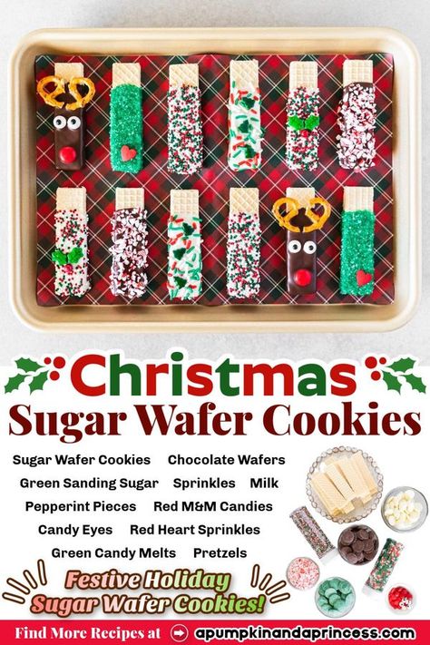 Cookies Peppermint, Peppermint Bark Cookie, Holiday Dessert Table, Christmas Desserts Party, Fun Holiday Treats, Christmas Sugar Cookie, Grinch Cookies, Candy Wafers, Chocolate Dipped Cookies