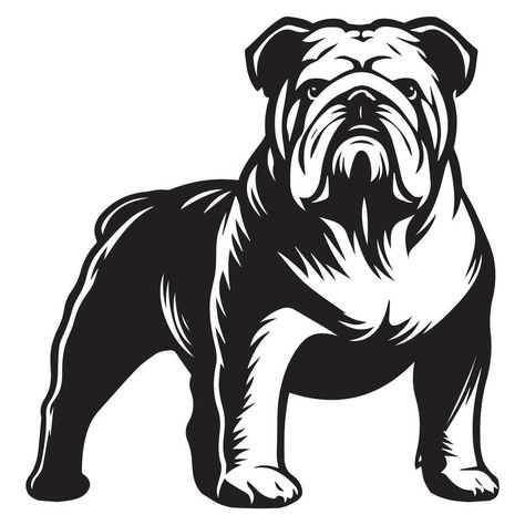 English Bulldog Illustration, Bulldog Vector, Bulldog Illustration, Bulldog Drawing, Bulldog Artwork, Stencil Outline, Tattoo Stencil Outline, Tattoo Stencil, Tree Saw