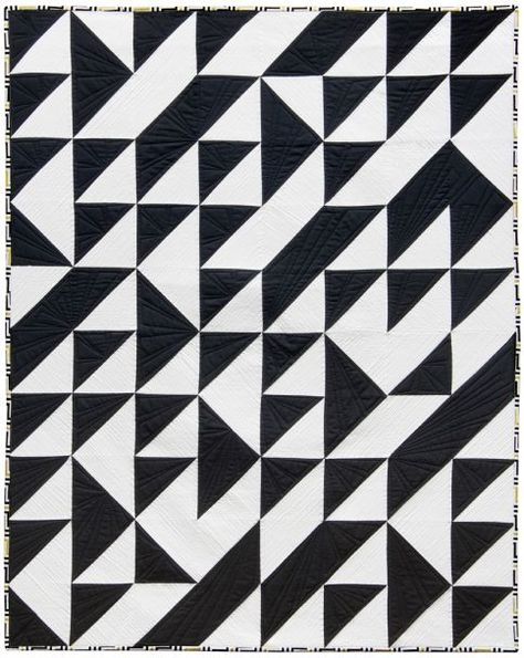 Patterns With Triangles, Triangles Pattern, Pattern Triangle, Gingham Quilt, Herringbone Quilt, Bohemian Quilt, Black And White Quilts, Two Color Quilts, Triangle Pattern